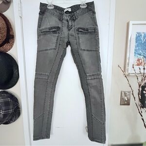 FREE PEOPLE GRAY-BLACK SKINNY CARGO-STYLE JEANS—GREAT CONDITION!!!
